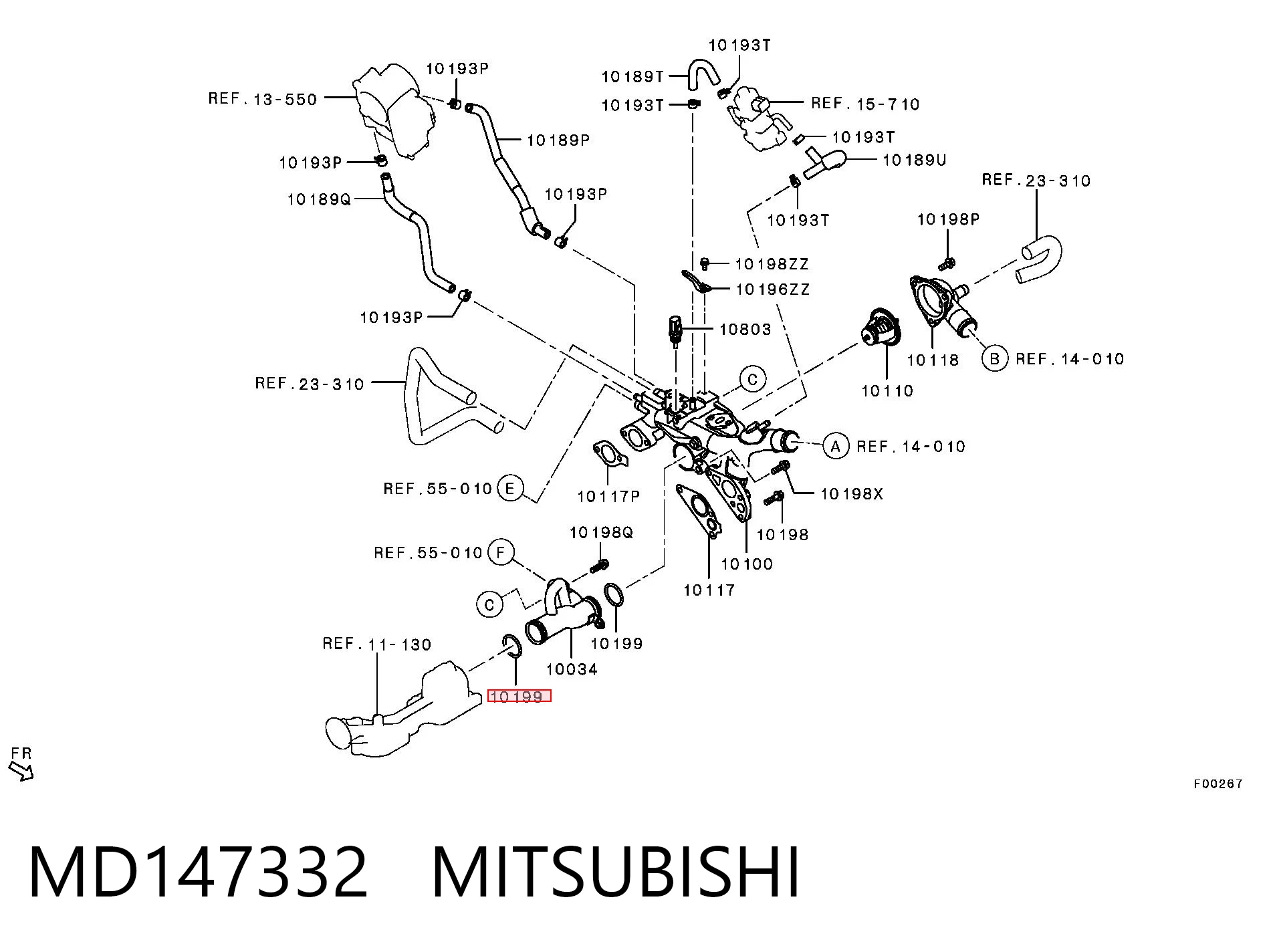 MD147332 Mitsubishi Кольцо уплотнительное системы охлаждения