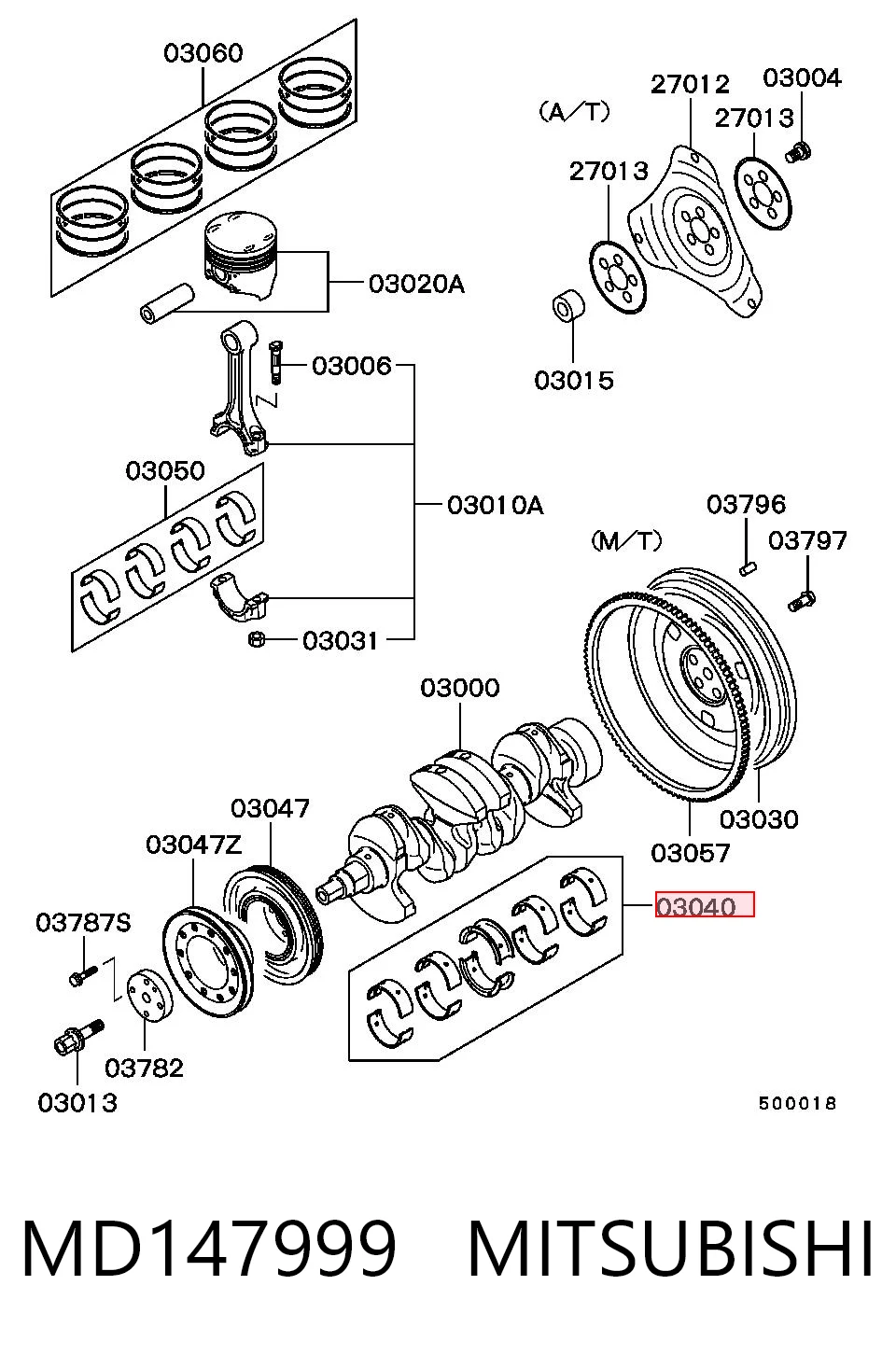 Купить MS1818ASTD Kolbenschmidt Вкладыши коленвала, коренные, комплект, стандарт (STD)
