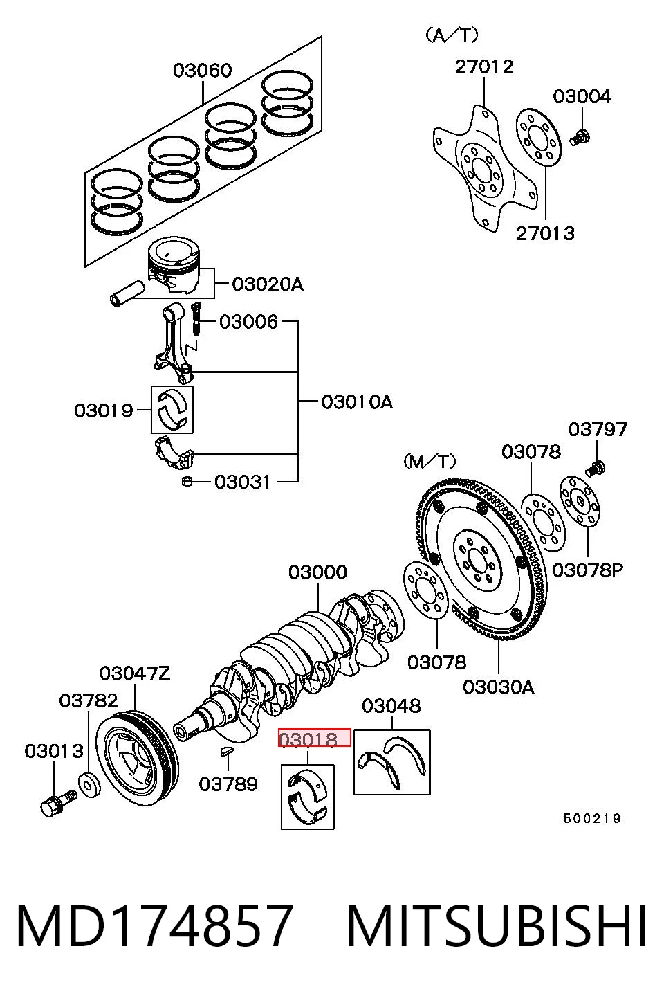 Вкладыши коленвала коренные, стандарт (STD) Chrysler MD174857 цена, от 9.64 USD