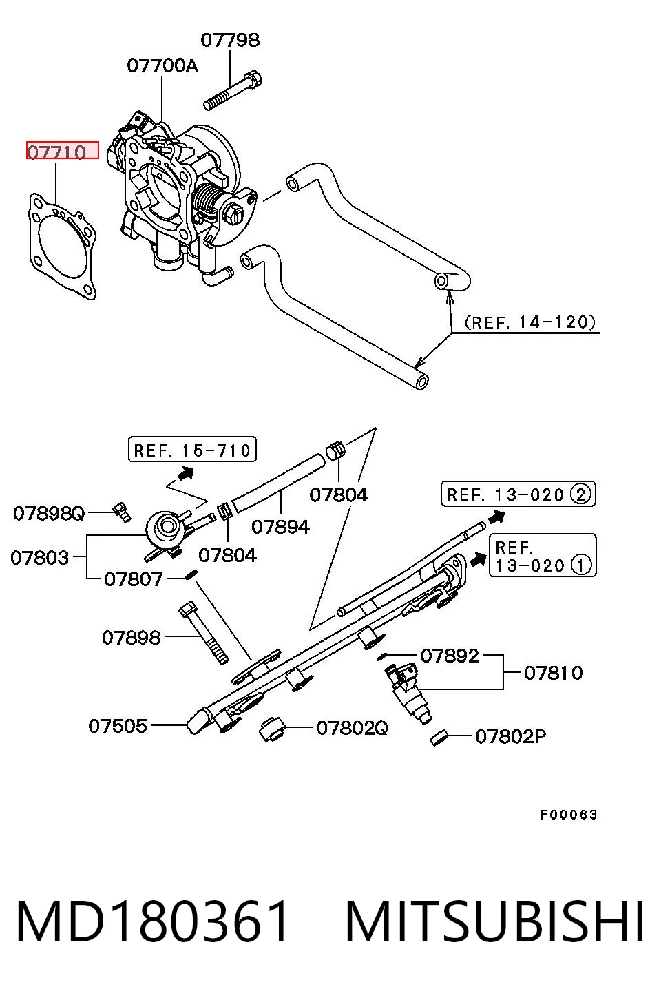 MD180361 Mitsubishi Прокладка дроссельной заслонки