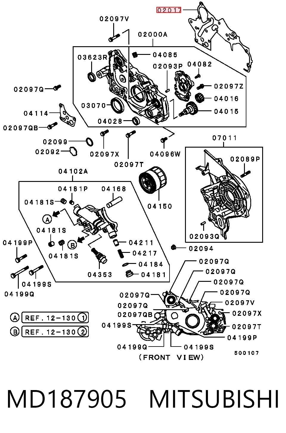 MD187905 Chrysler Прокладка передней крышки двигателя