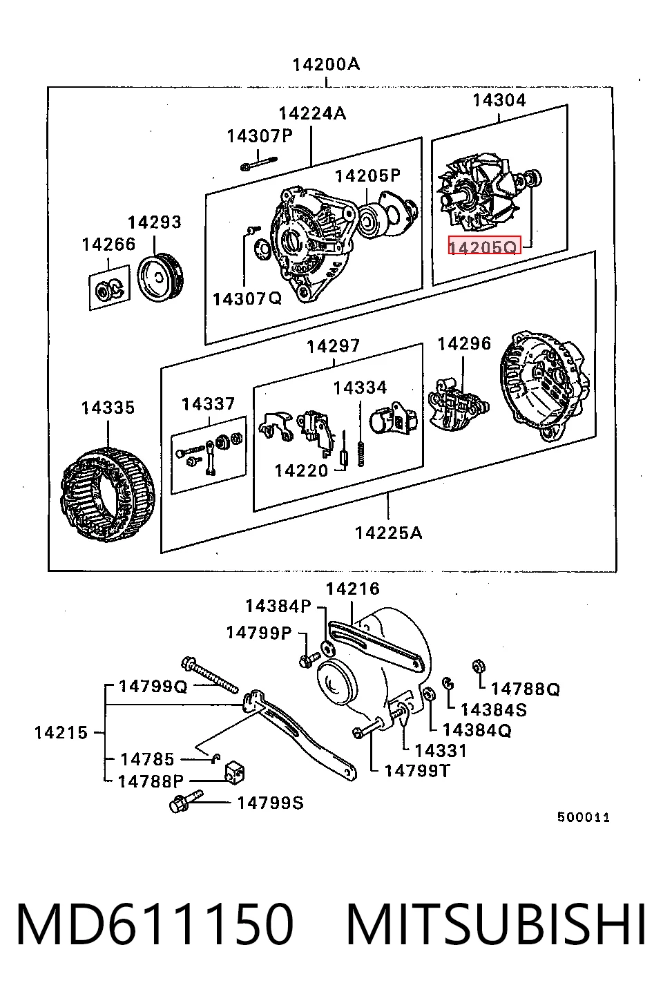 MD611150 Chrysler Подшипник для генератора