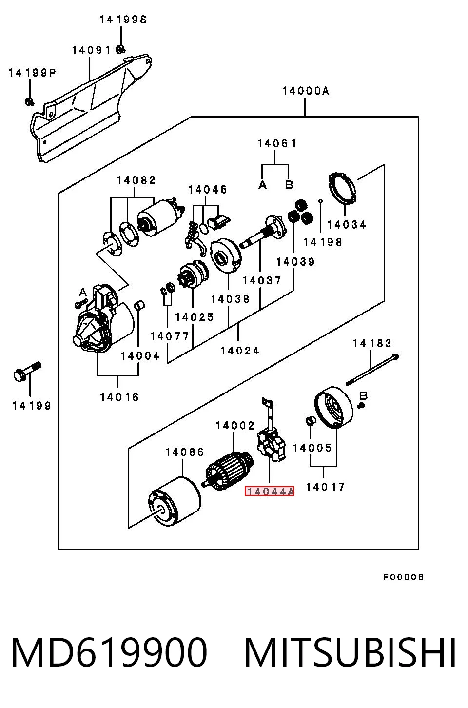MD619900 Mitsubishi Щеточный узел на стартер