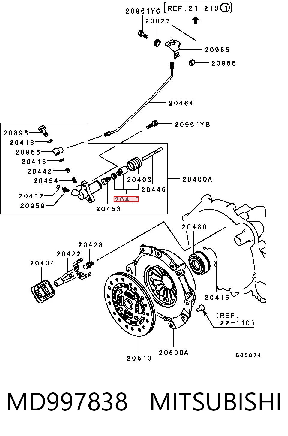 Купить MD997838 Chrysler Ремкомплект рабочего цилиндра сцепления