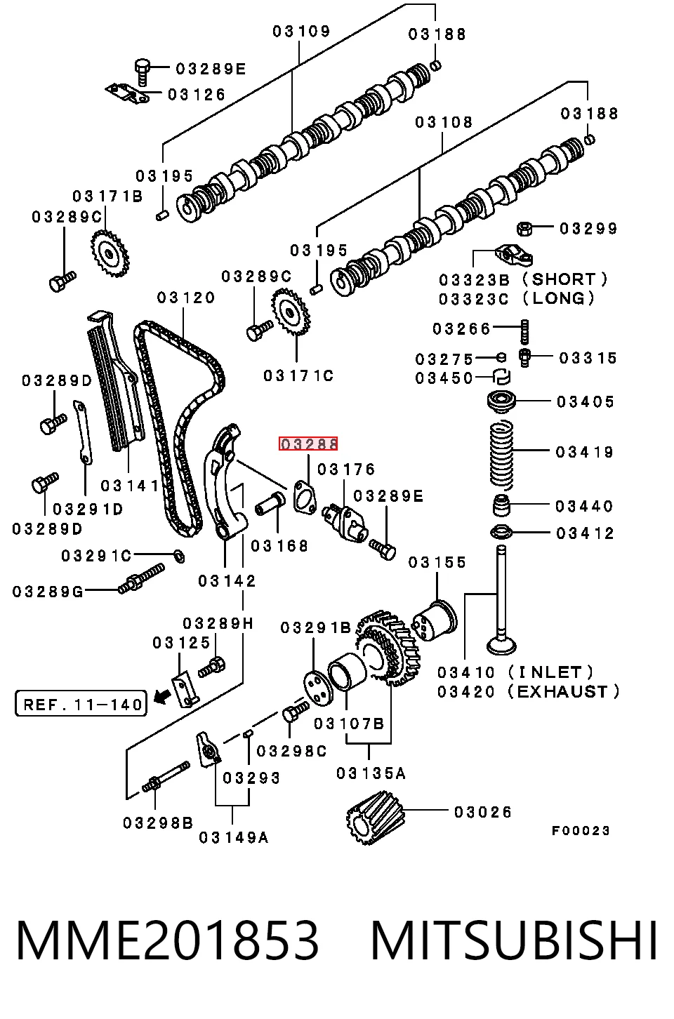 Комплект цепи на Mitsubishi Pajero II Canvas Top V2W, V4W