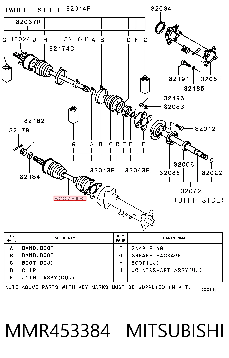 Привод передний правый Mitsubishi Pajero III внедорожник (V60) (2000 - 2006) цена, от 63.35 USD
