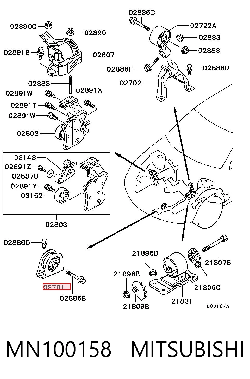 Подушка передней опоры двигателя на Mitsubishi Outlander I CU