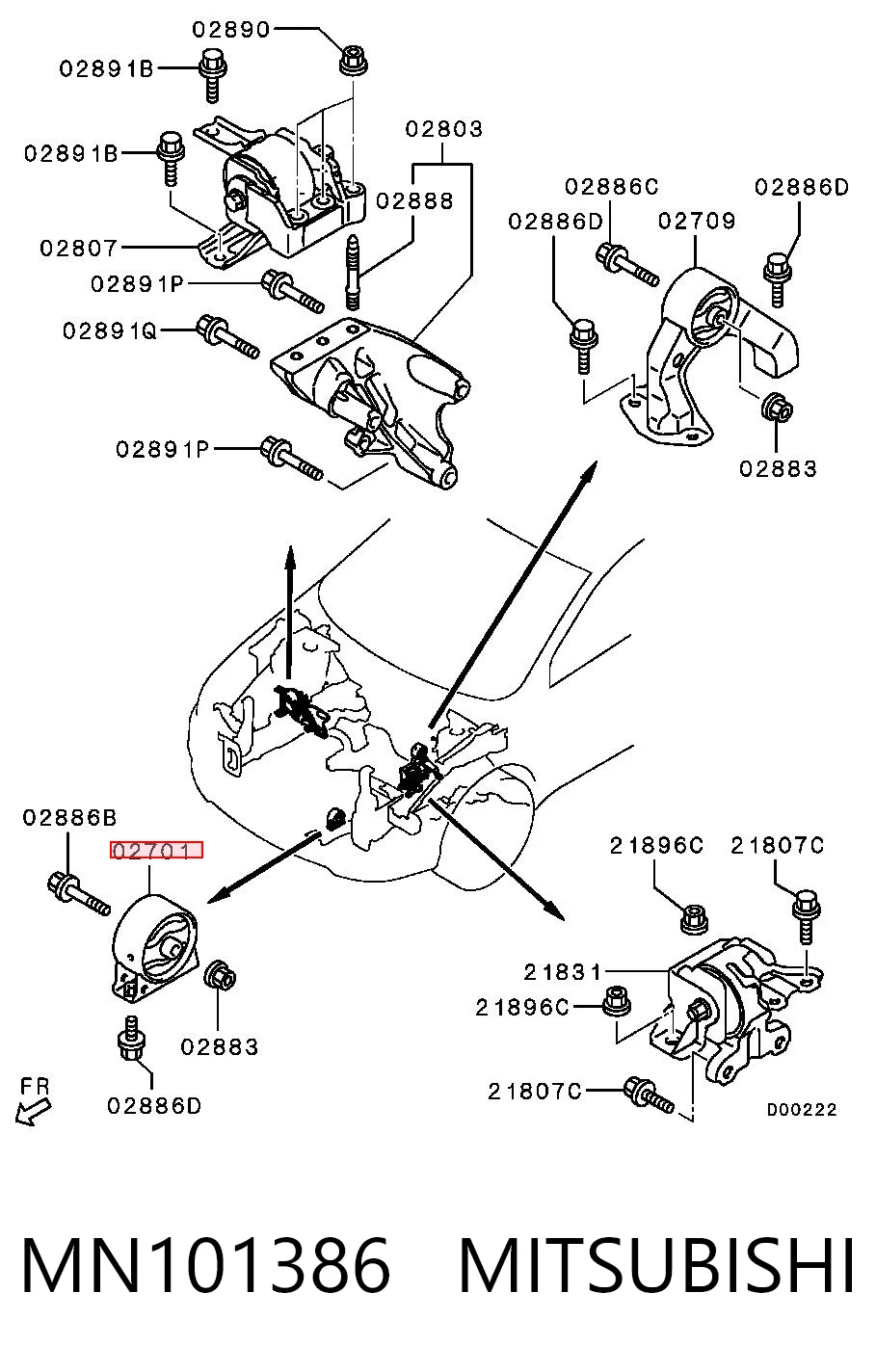 Купить MN101386 Chrysler Передняя опора двигателя