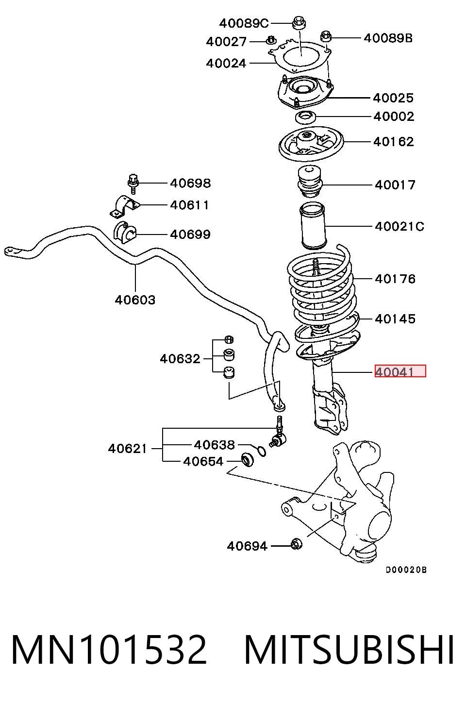 Амортизатор передний MITSUBISHI MN101532
