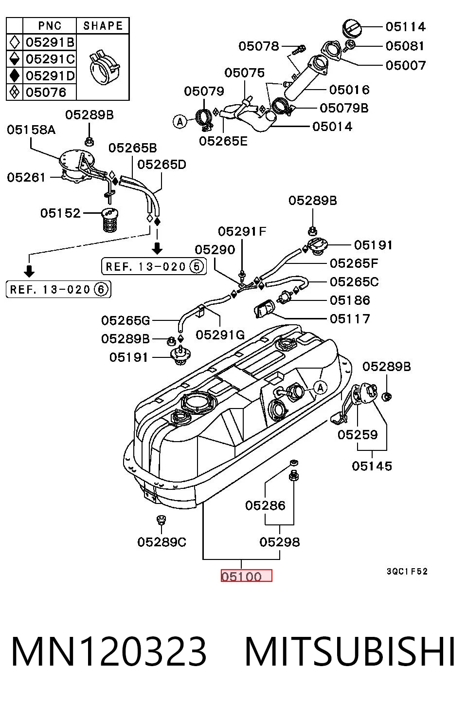 Бак топливный на Mitsubishi L 200 III K60, K70