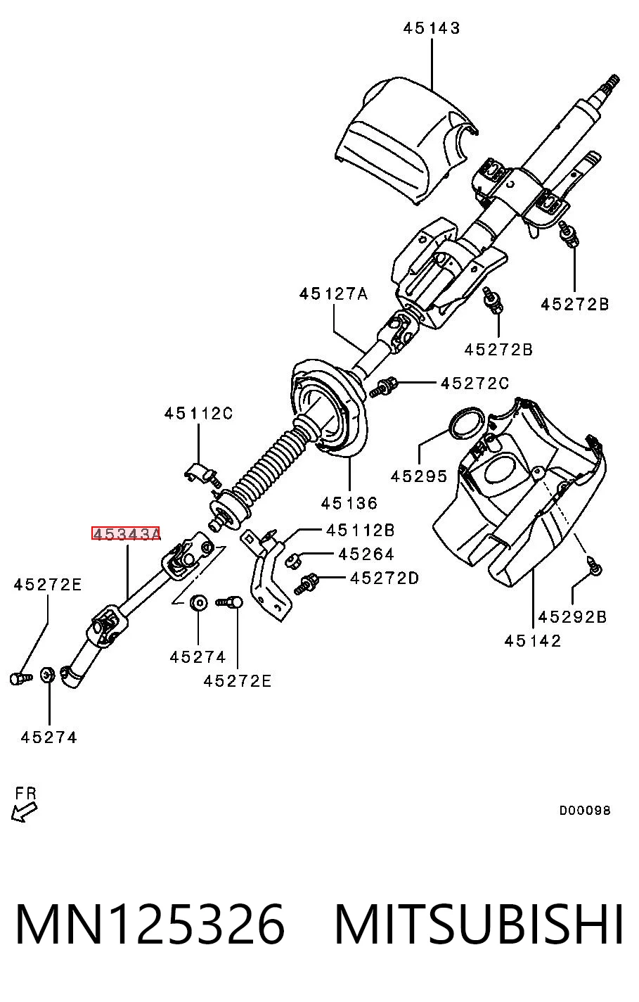 Вал рулевой колонки MN125326 Chrysler