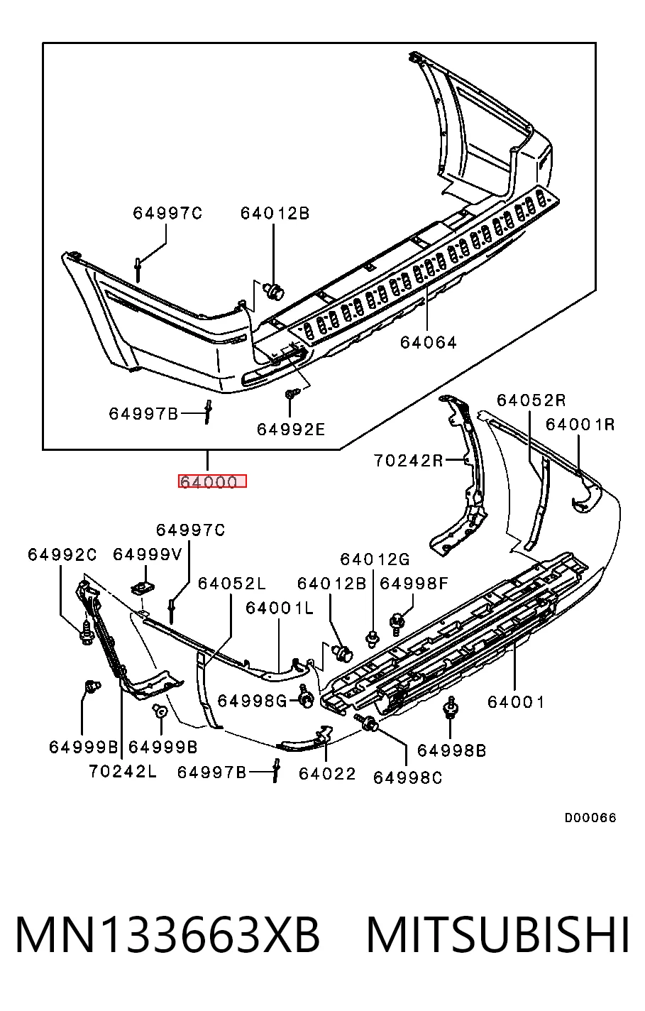 Купить MN133663HA Chrysler Задний бампер