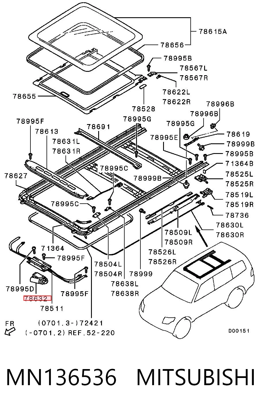 MN136536 Mitsubishi Мотор привода люка