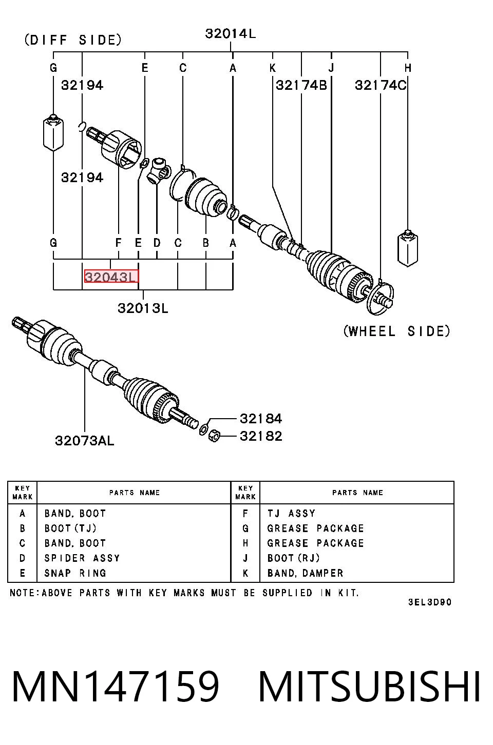 Купить MN147159 Chrysler ШРУС внутренний