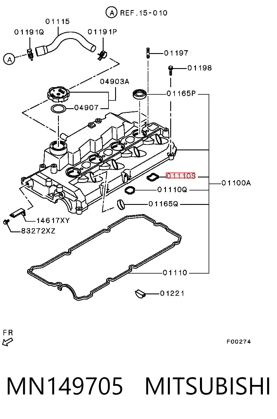 MN149705 Mitsubishi Прокладка клапанной крышки двигателя, кольцо