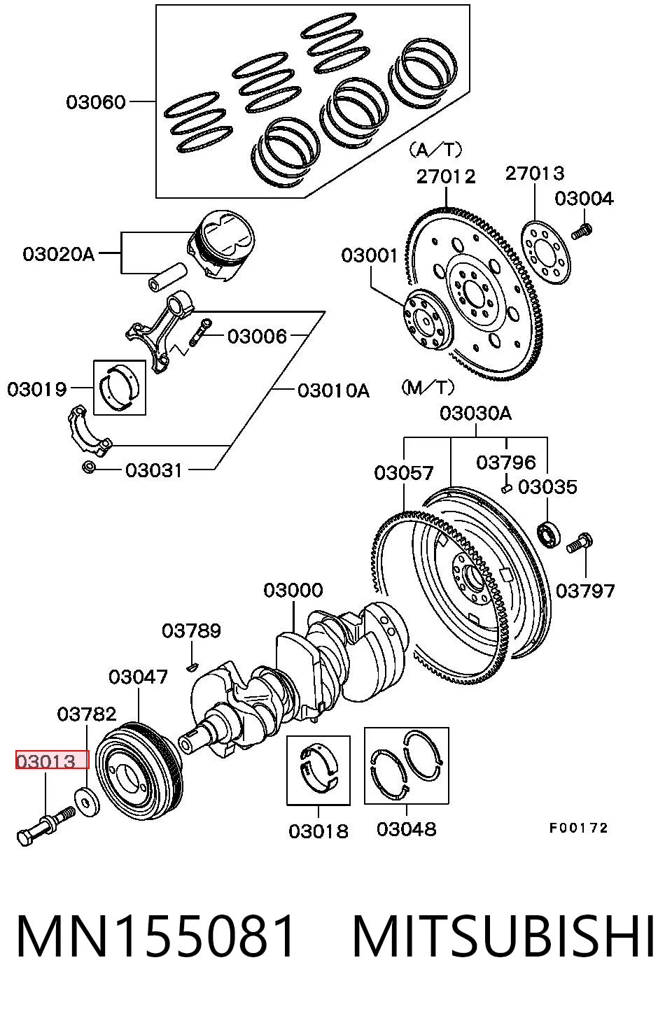 Болт шкива коленвала Chrysler MN155081 цена, от 5.50 USD
