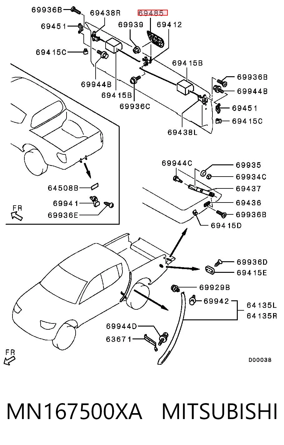 MN167500XA Mitsubishi Ручка крышки багажника/3-й/(5-й) двери, наружная