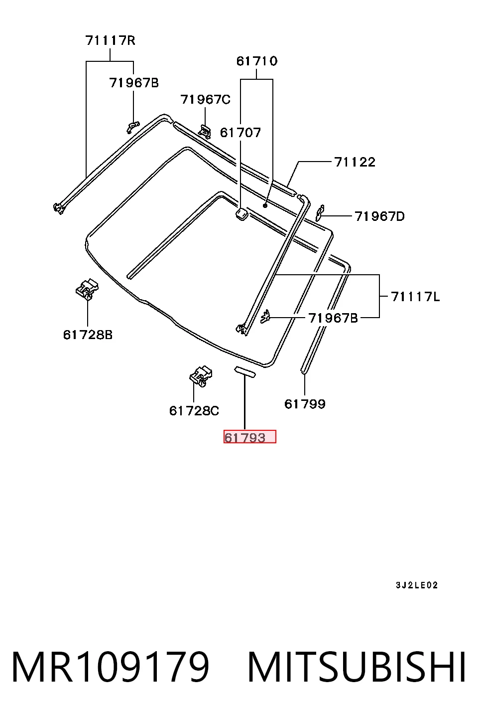 Купить MR191414 Chrysler Уплотнитель заднего стекла