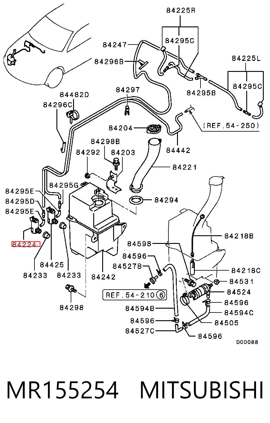 MR155254 Mitsubishi Мотор омывателя лобового стекла