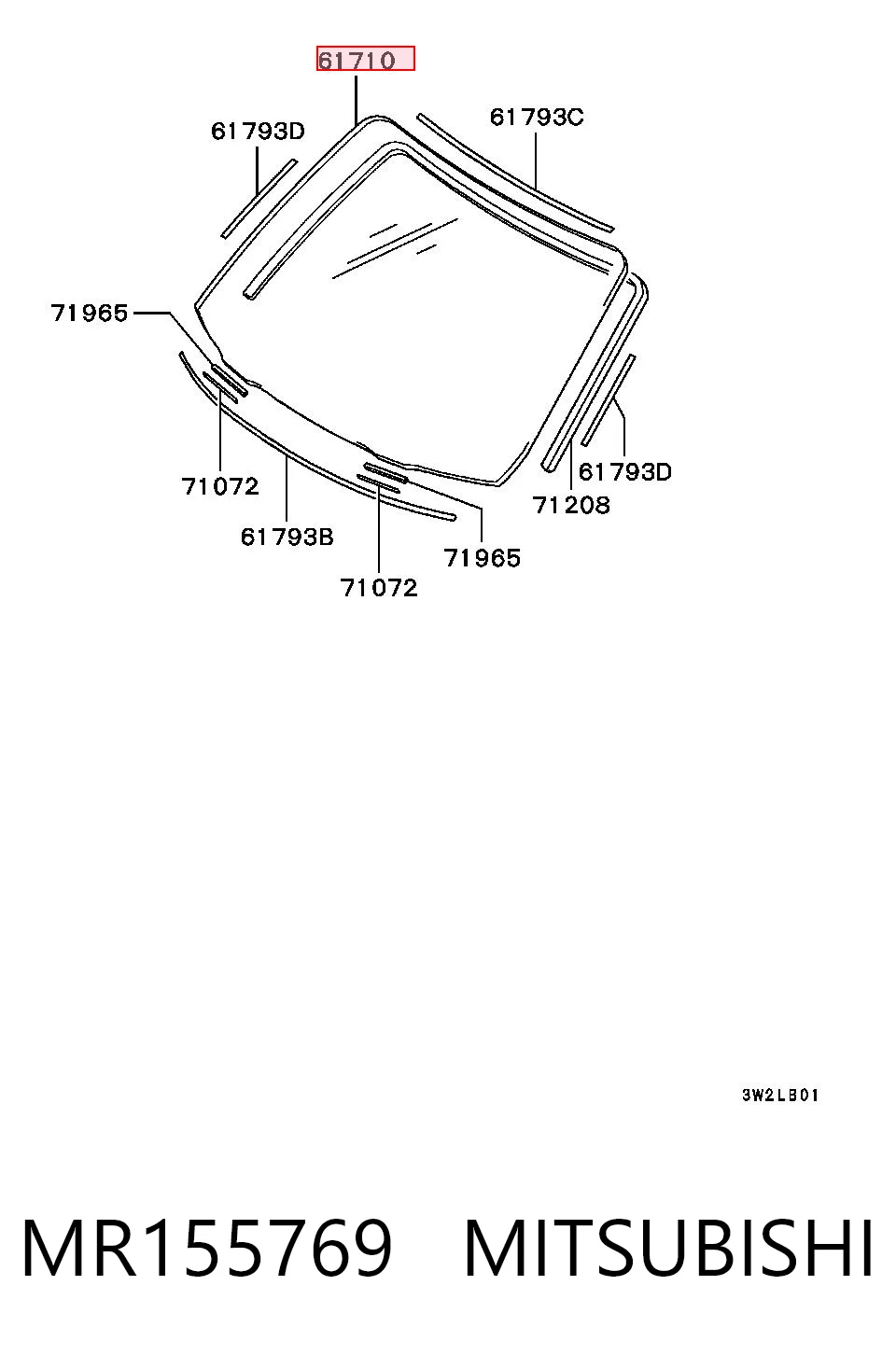 Стекло лобовое MITSUBISHI MR155769