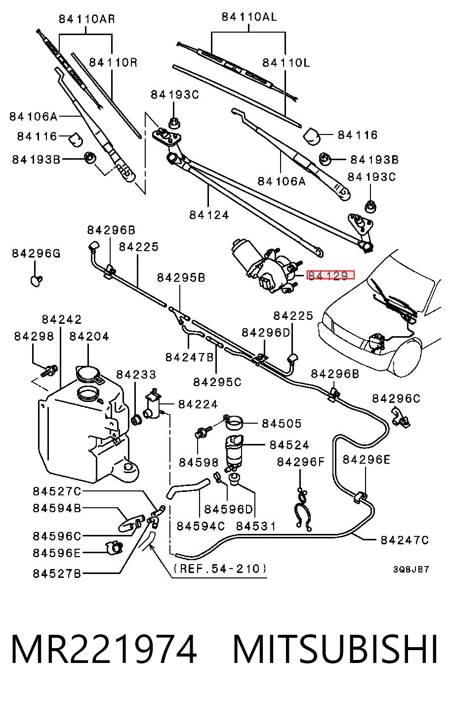 MR221974 Mitsubishi Мотор стеклоочистителя передний