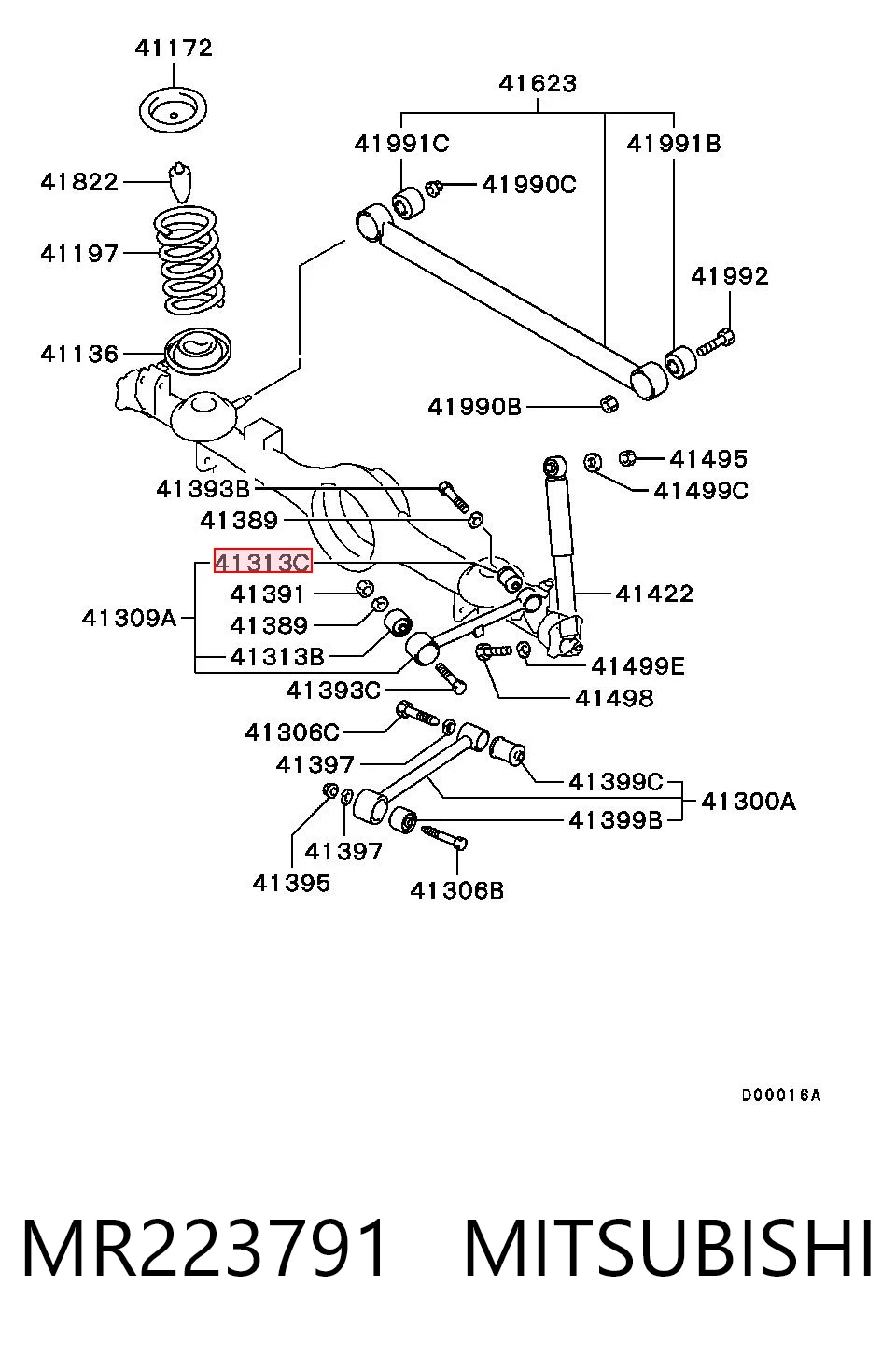 Сайлентблок заднего продольного рычага задний GP MR223791GP цена, от 7.09 USD