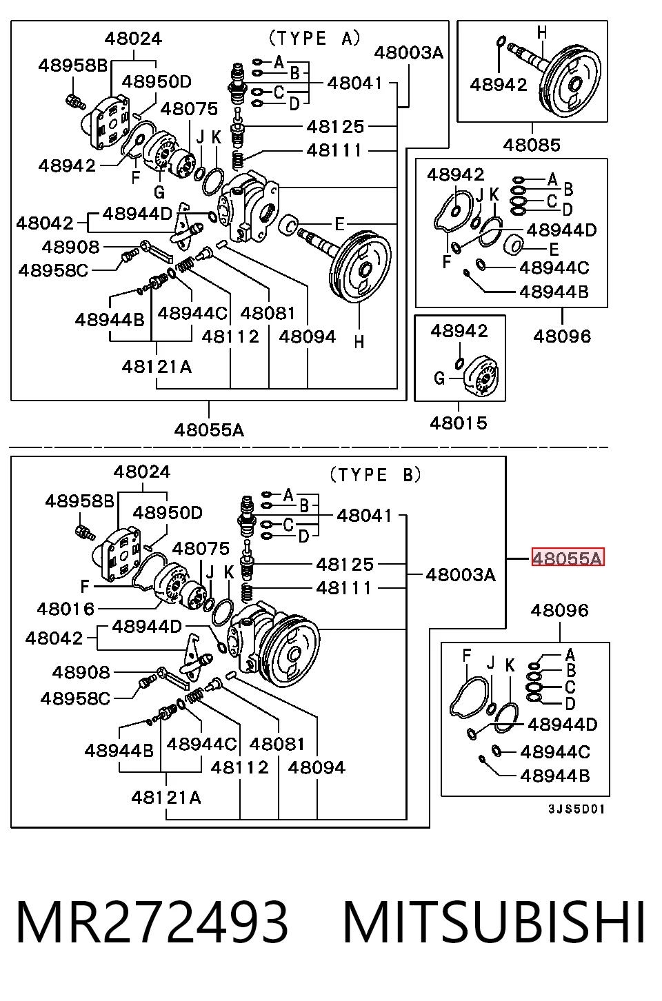 Насос гидравлики Mitsubishi Sigma седан (F16A) (1990 - 1996) цена, от 42.49 USD
