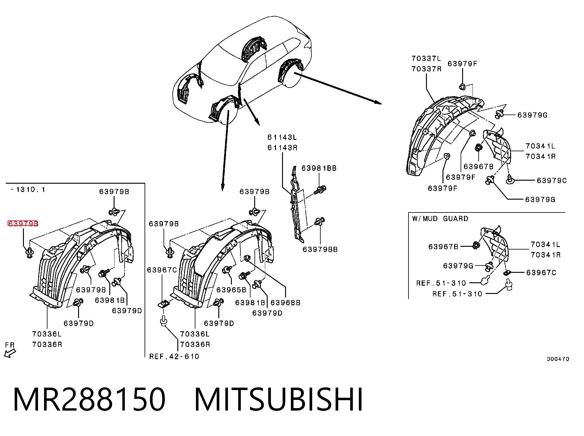 MR288150 Mitsubishi Крепление бампера заднего
