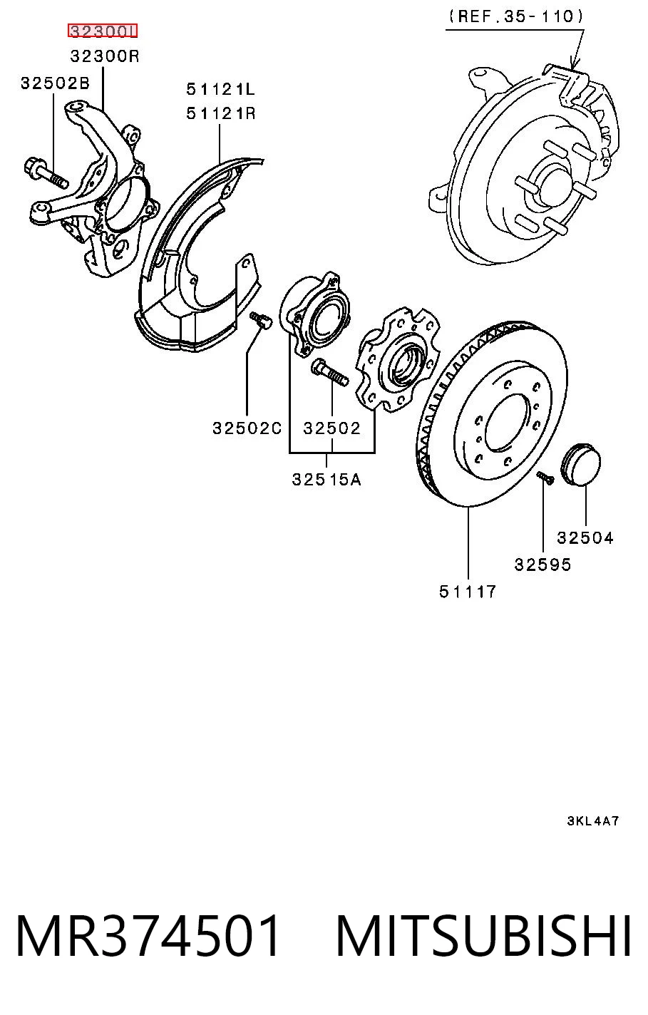 3870A047 Chrysler Цапфа - поворотный кулак передний, левый