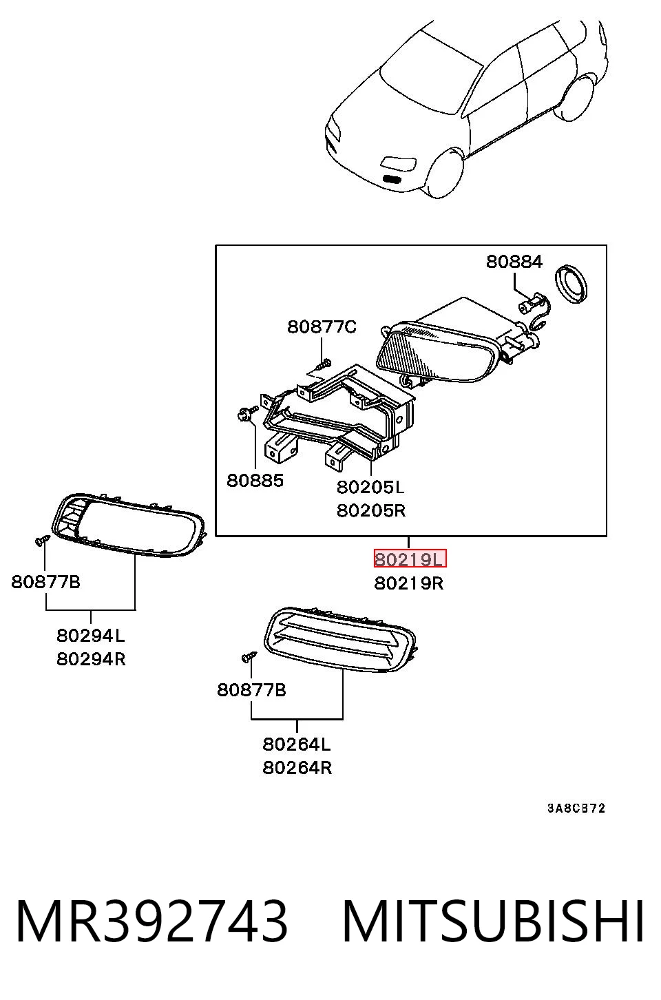 Противотуманная фара левая на Mitsubishi Space Star  DG0