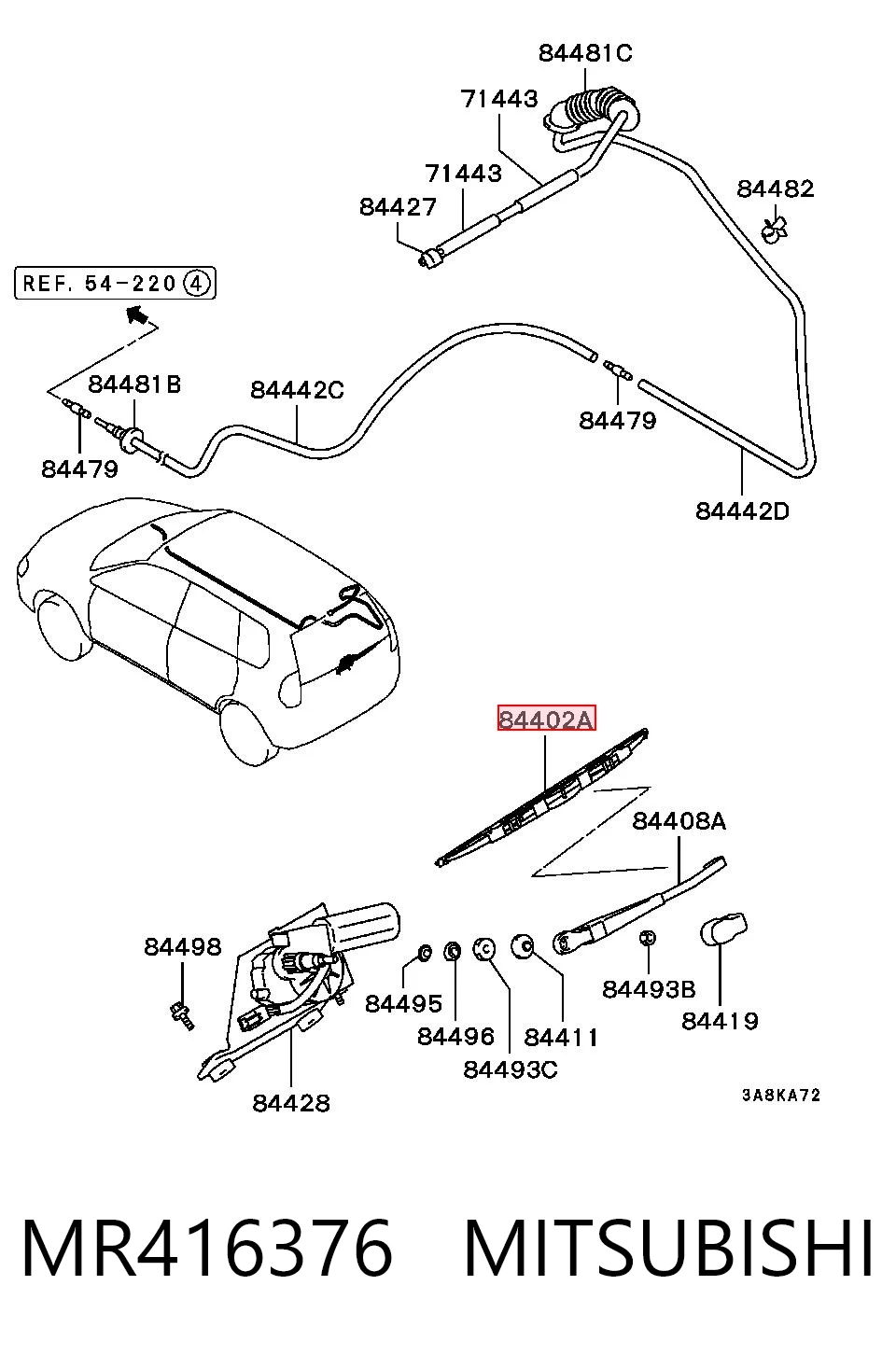 93196003 Opel Щетка заднего стеклоочистителя