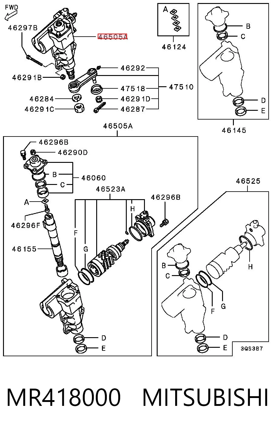 MR418000 Mitsubishi Механизм рулевого управления