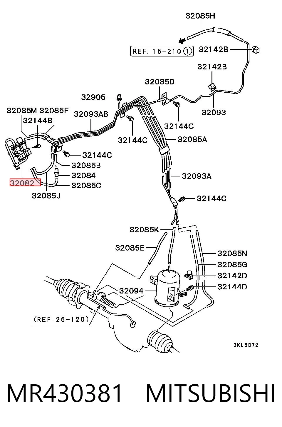 MR430381 Mitsubishi Клапан вакуум.вкл.переднего моста