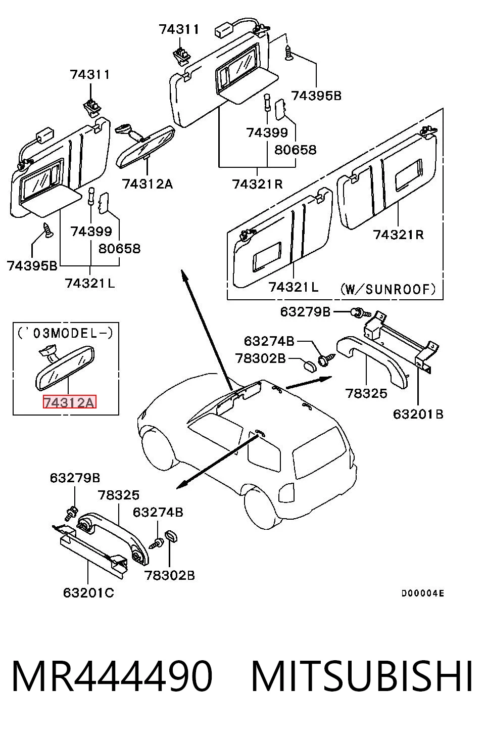 Зеркало заднего вида в салоне на Mitsubishi Pajero III 