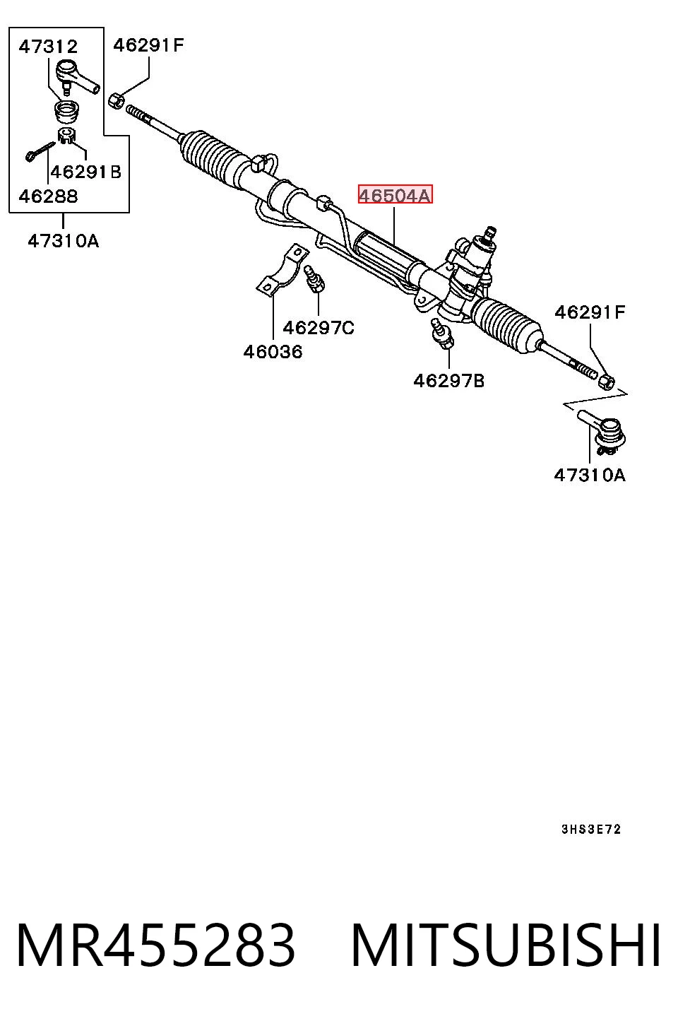 Рейка рулевая MITSUBISHI MR455283