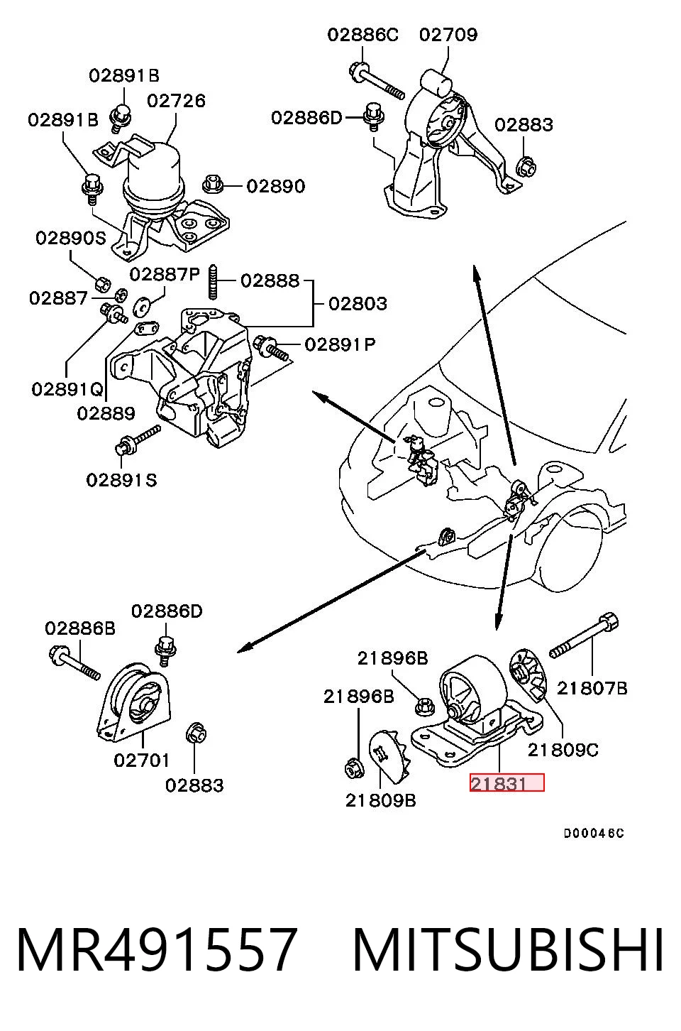Гидроопора двигателя левая Chrysler MR491557 цена, от 21.41 USD