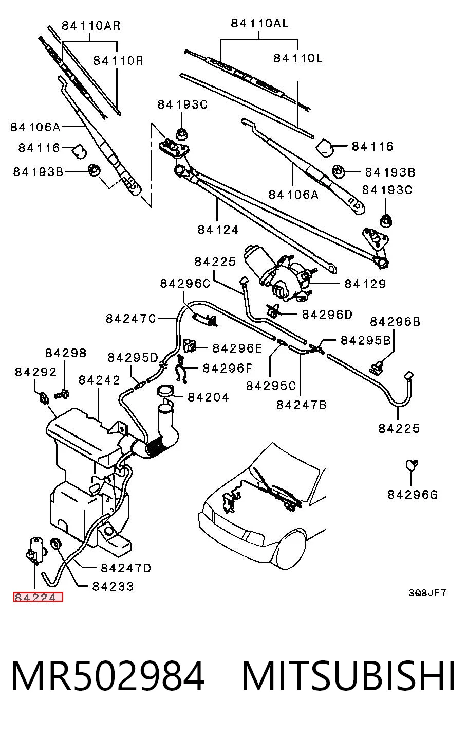 Купить MR502984 Chrysler Моторчик омывателя переднего стекла