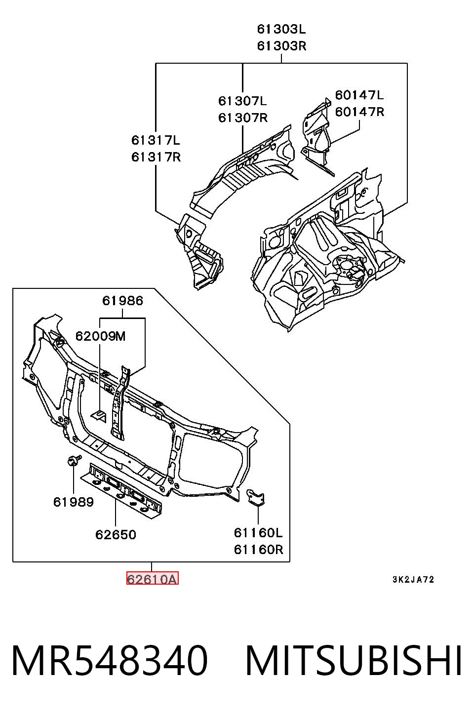 Панель передняя Mitsubishi Pajero III внедорожник (V60) (2000 - 2006) цена, от 115.49 USD
