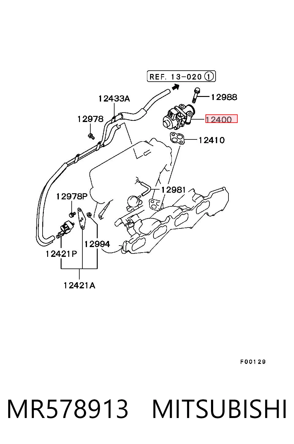 MR578913 Mitsubishi Клапан рециркуляции отработавших газов EGR