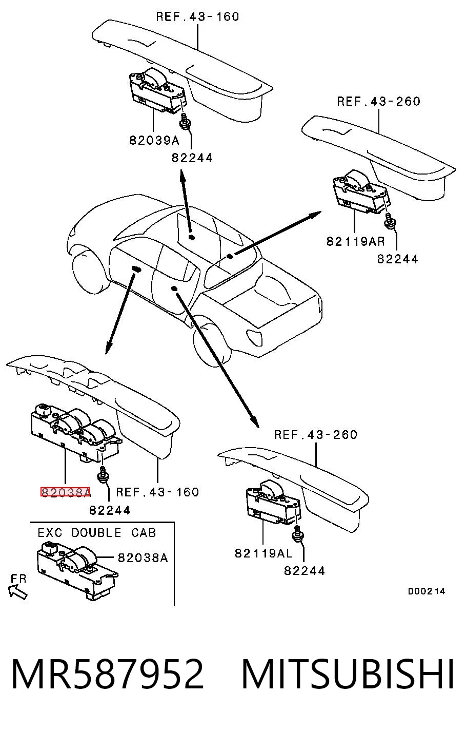 MR587952 Mitsubishi Кнопки переднего левого стекло подъёмника