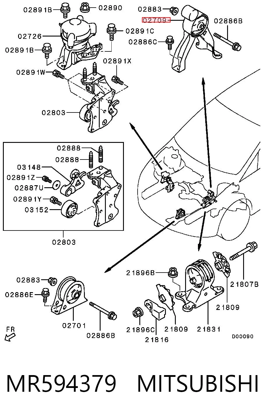 Подушка двигателя Chrysler MR594379