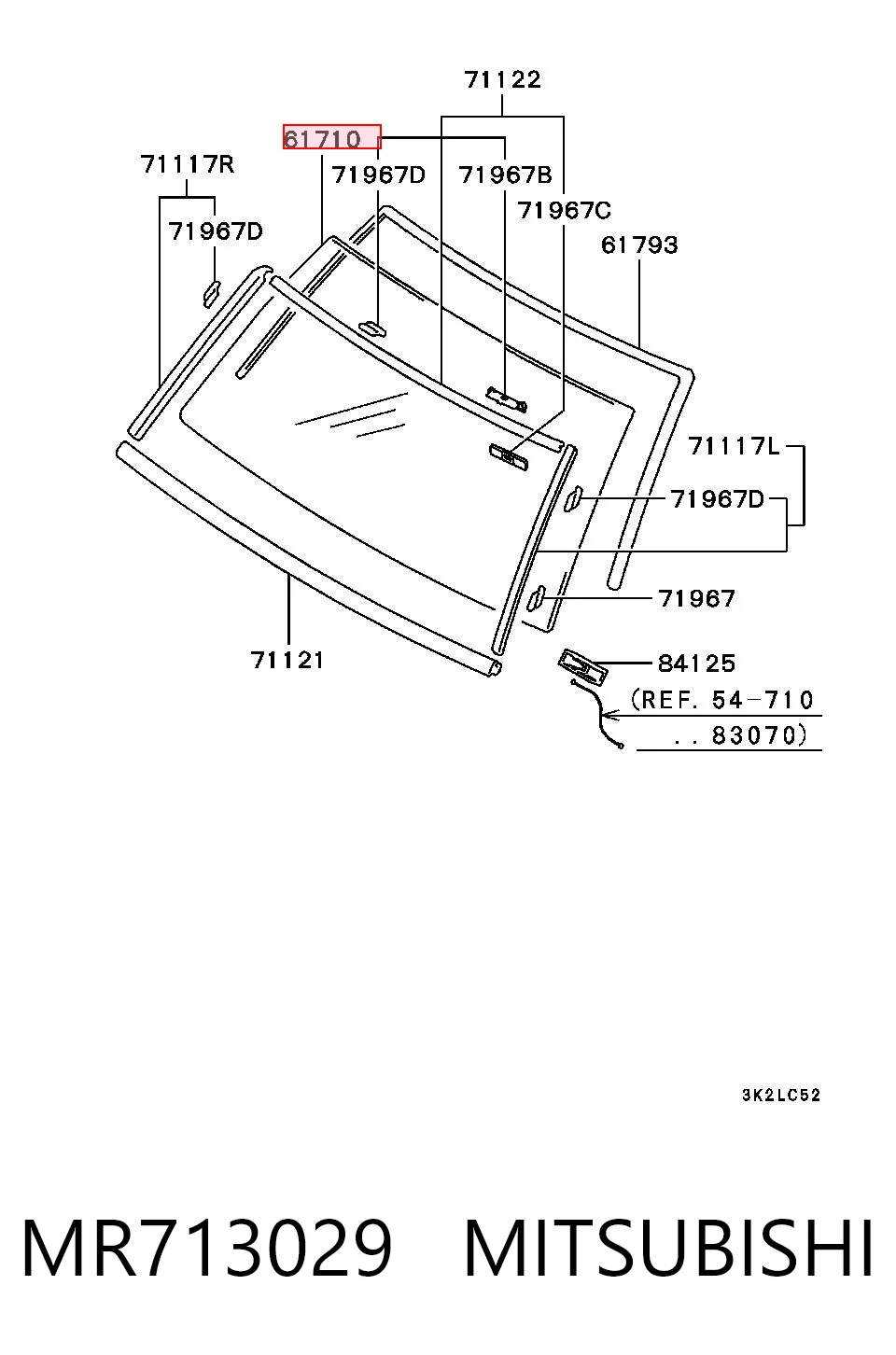 Стекло лобовое MITSUBISHI MR713029