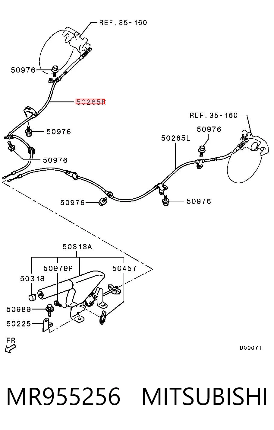 Трос ручника задний правый Mercedes A4544200085