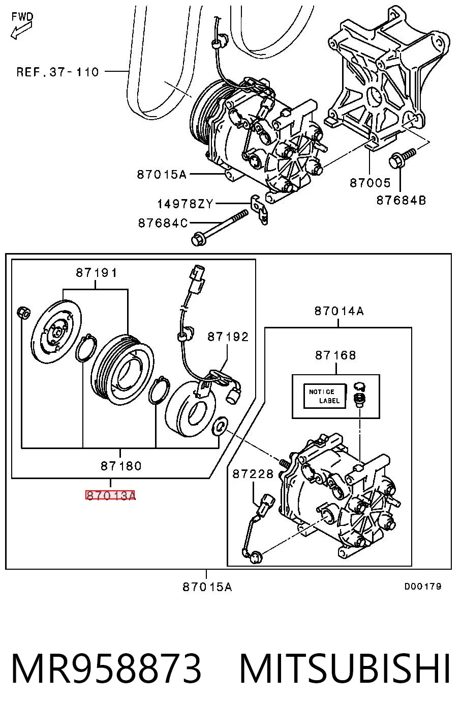 MR958873 Mitsubishi Магнитная муфта компрессора кондиционера