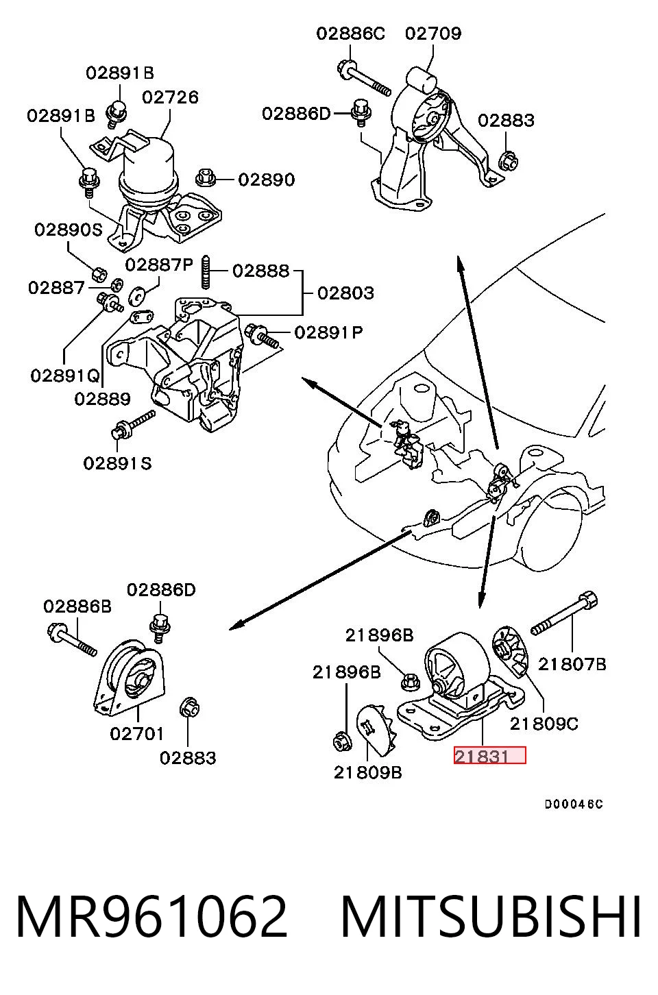 Купить MR491557 Chrysler Левая подушка двигателя