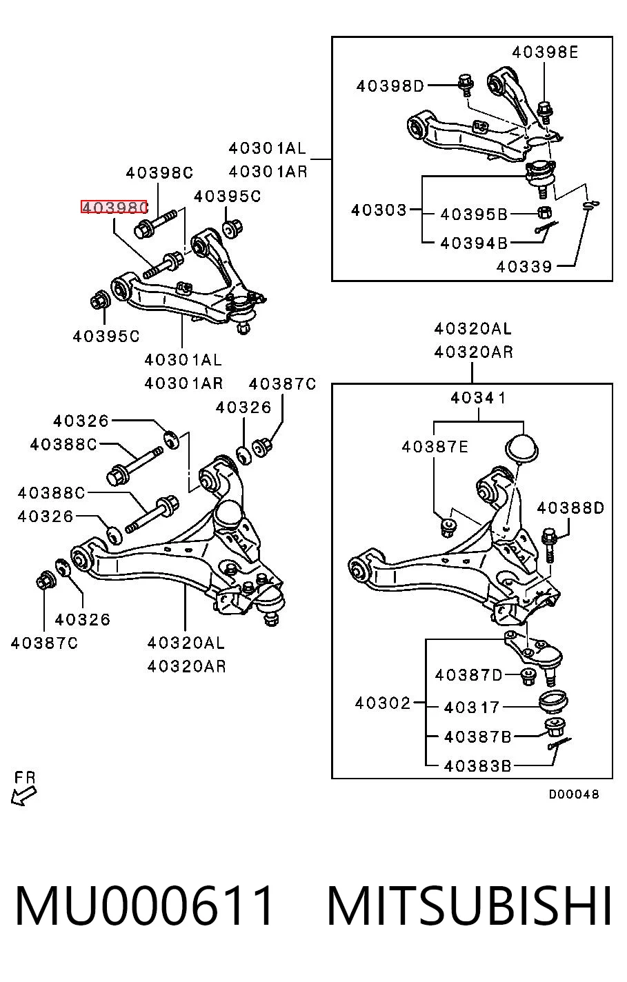 Болт нижнего рычага MU000611 Chrysler