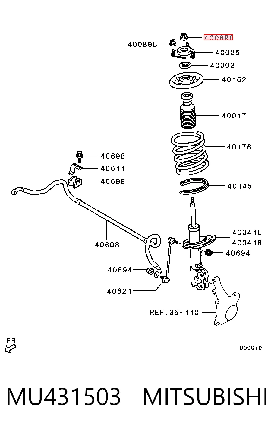 MB288463 Chrysler Гайка полуоси передней
