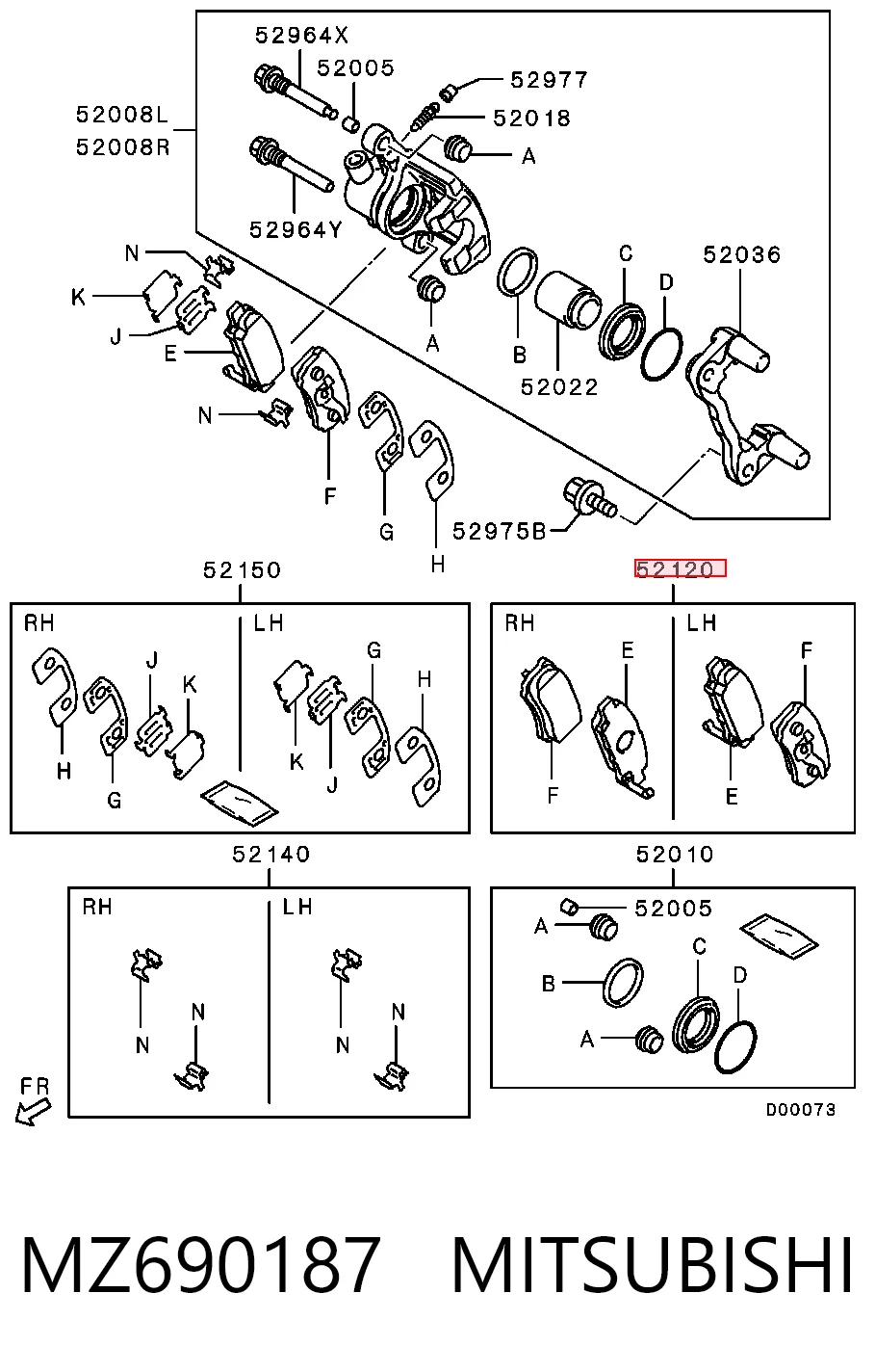 Колодки тормозные задние дисковые MITSUBISHI MZ690187