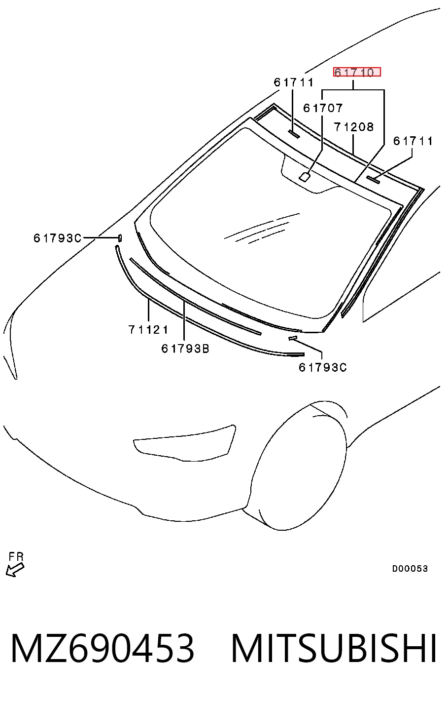 Стекло лобовое MITSUBISHI MZ690453
