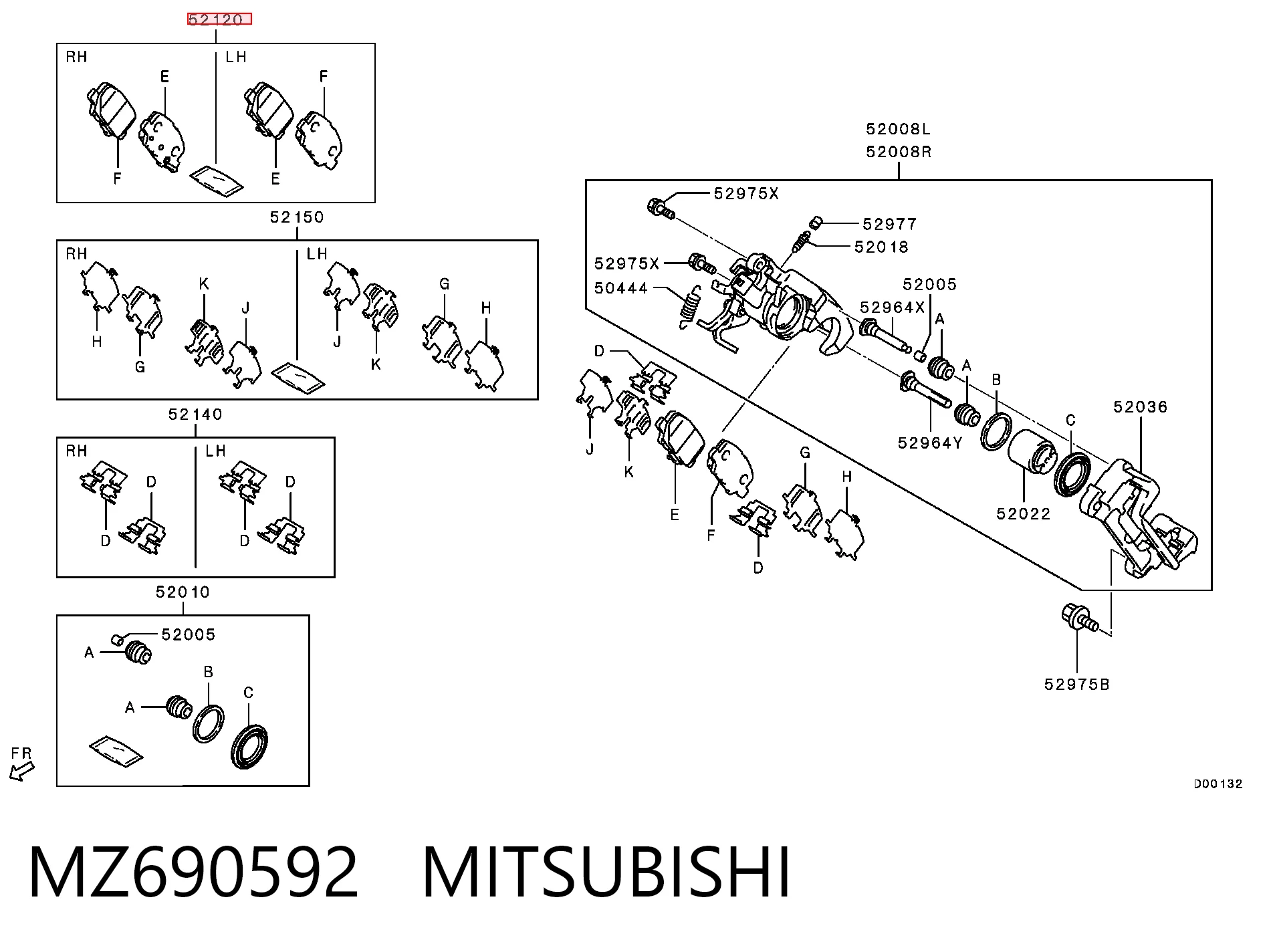 Колодки тормозные задние дисковые MITSUBISHI MZ690592